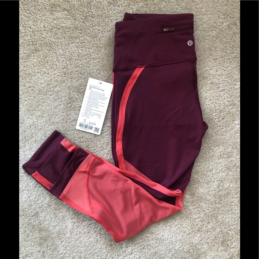 NWT Lululemon zip the line crops